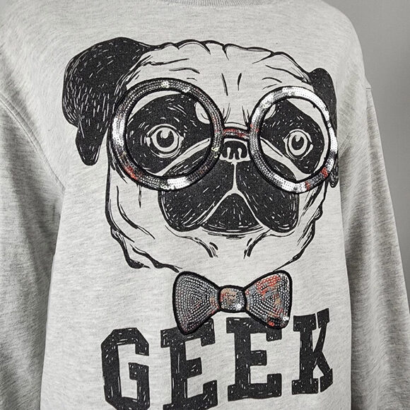 Grey Only Geek Dog Graphic Sweatshirt Size L - Picture 3 of 8